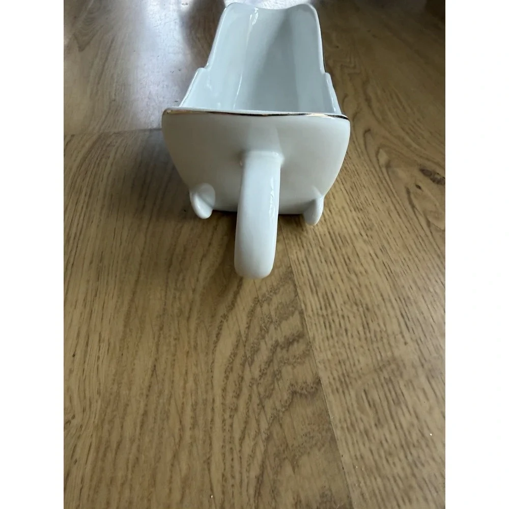 Vintage Christmas Gravy Boat Large  Sleigh Holiday Porcelain Fine China